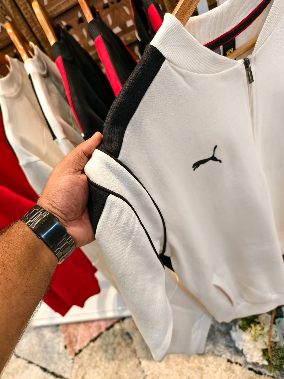 PUNA HEAVY BRUSHED FLEECE WITH FULL OPEN ZIPPER JACKET P-JD - White View 3