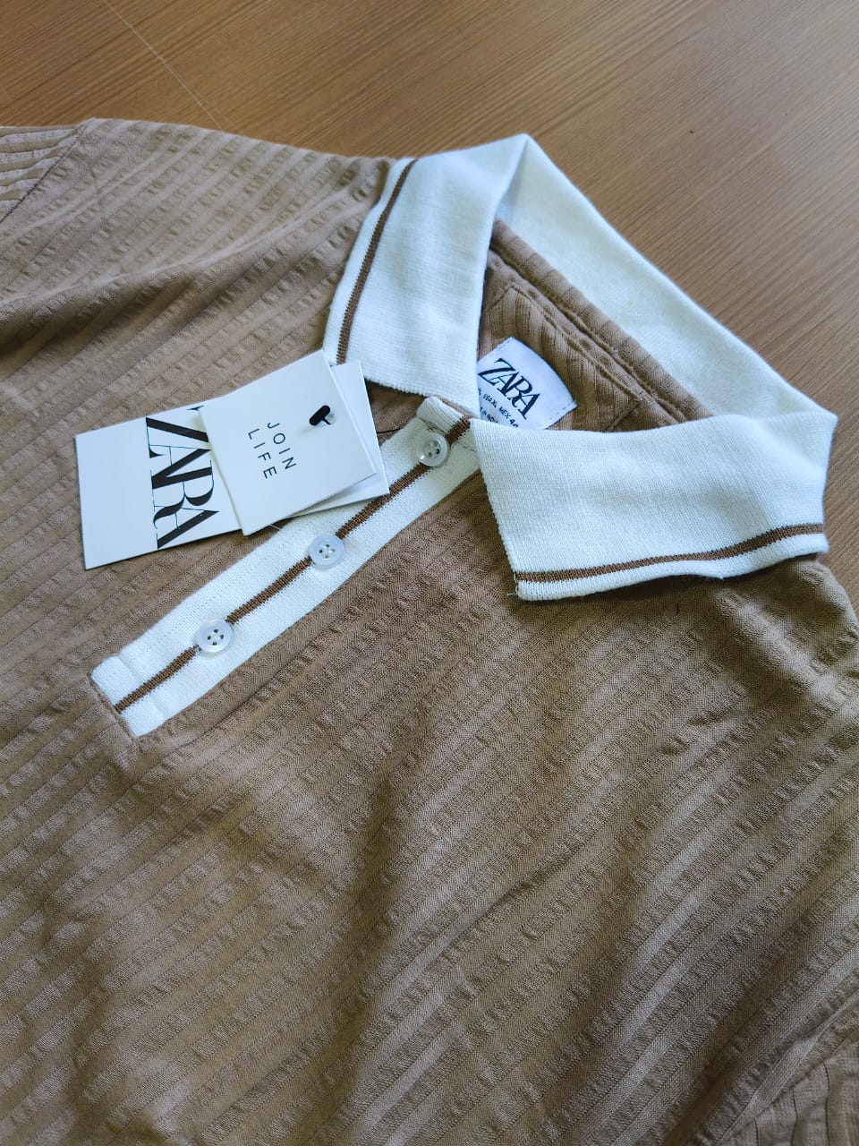 ZARA POLO NECK T-SHIRTMM - Light Brown View 2