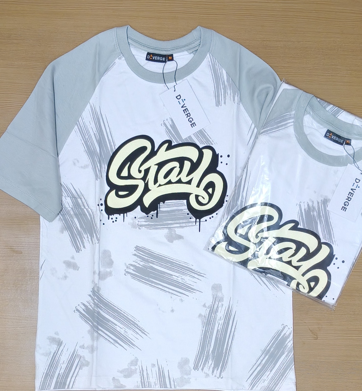 DIVERGE DOWN SHOULDER T-SHIRT VB - GREY View 2