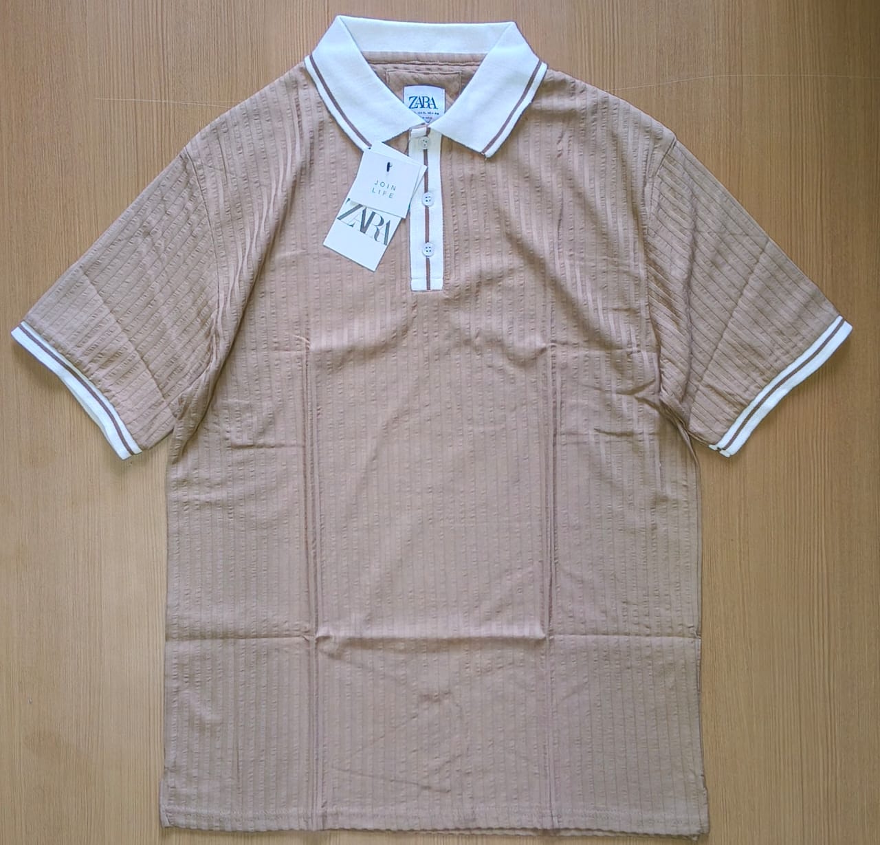 ZARA POLO NECK T-SHIRTMM - Light Brown View 1