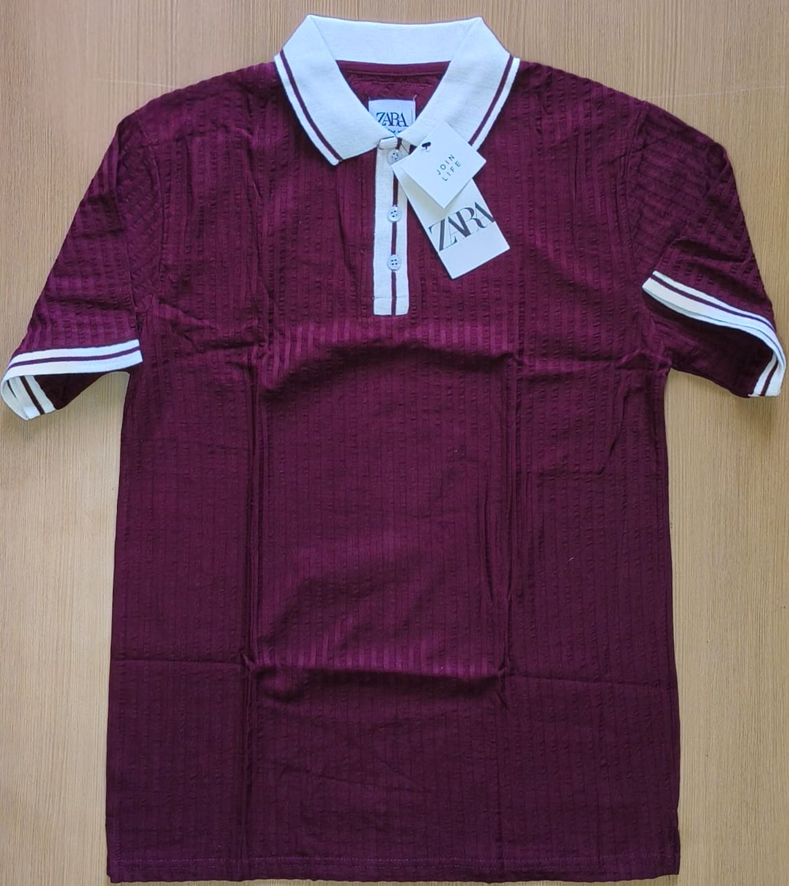 ZARA POLO NECK T-SHIRTMM - MAROON View 1