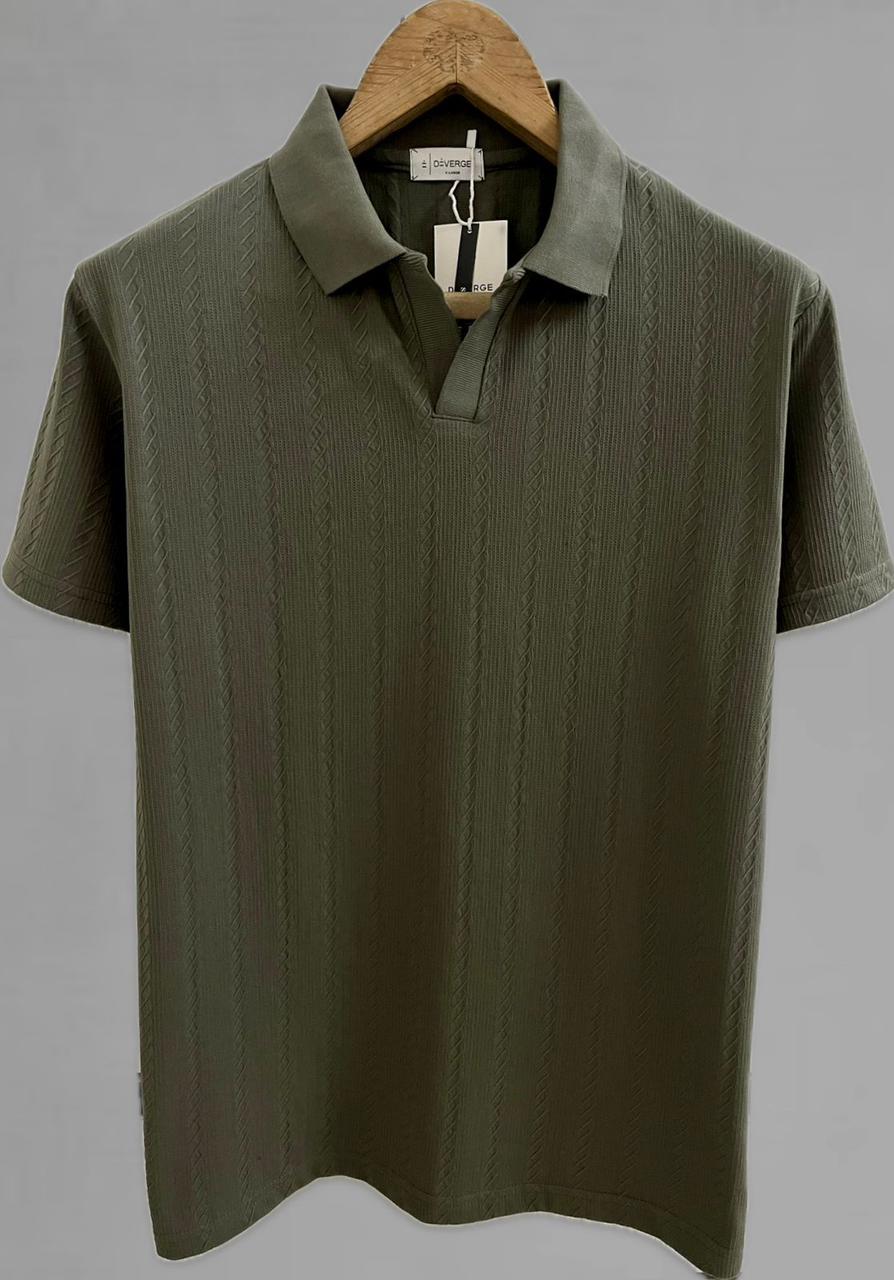 DIVERGE POLO NECK T-SHIRT VV - GREENISH View 1