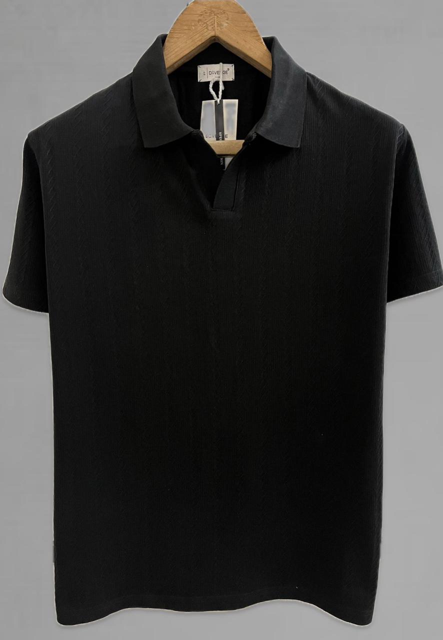 DIVERGE POLO NECK T-SHIRT VV - Black View 1