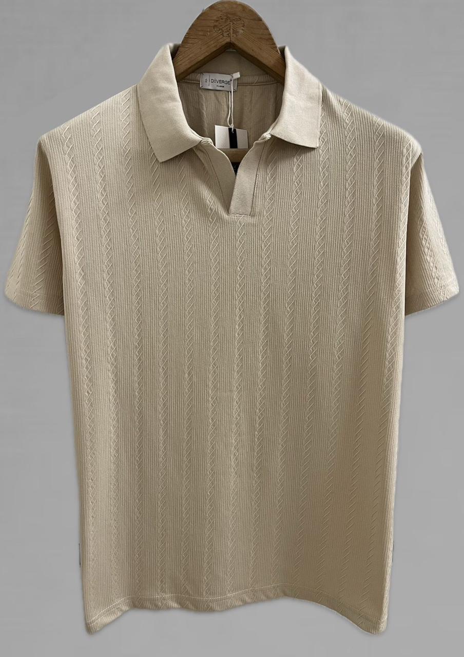 DIVERGE POLO NECK T-SHIRT VV - Beige View 1