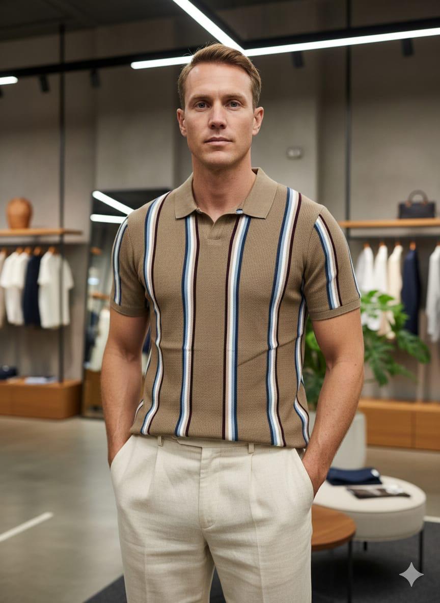 DIVERGE POLO NECK T-SHIRTVV - Brown View 1