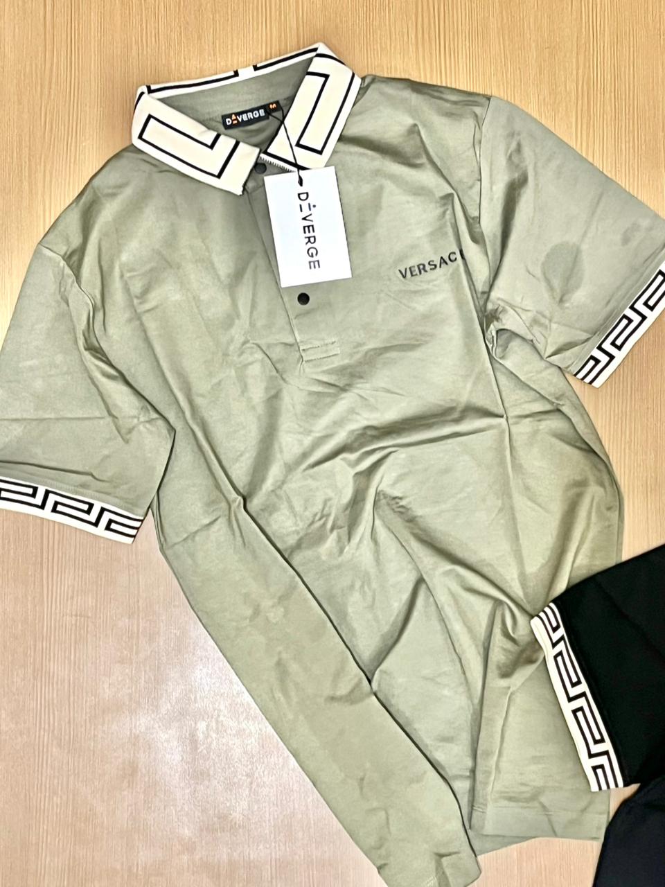 DIVERGE POLO NECK T-SHIRT - LIGHT GREEN