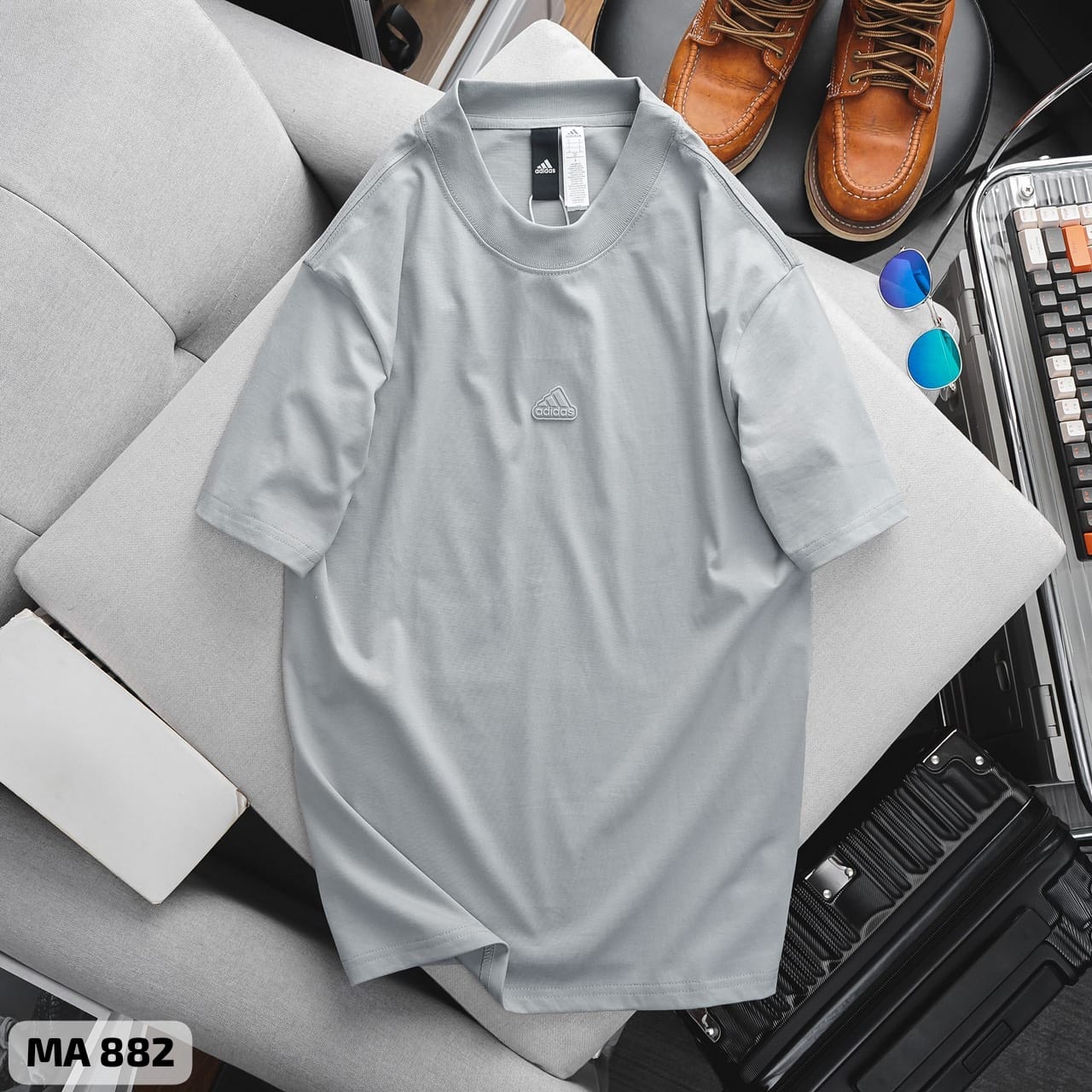 ADIDIS DROP SHOULDER T-SHIRT - GREY View 1