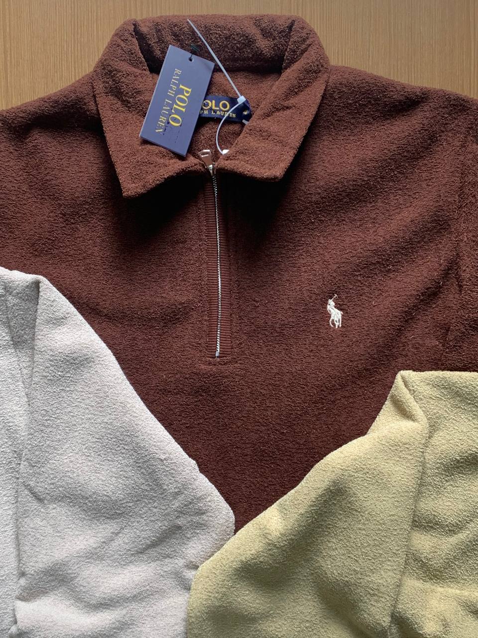 POLO NECK FULL SLEEVE T-SHIRT FFH - Brown View 1