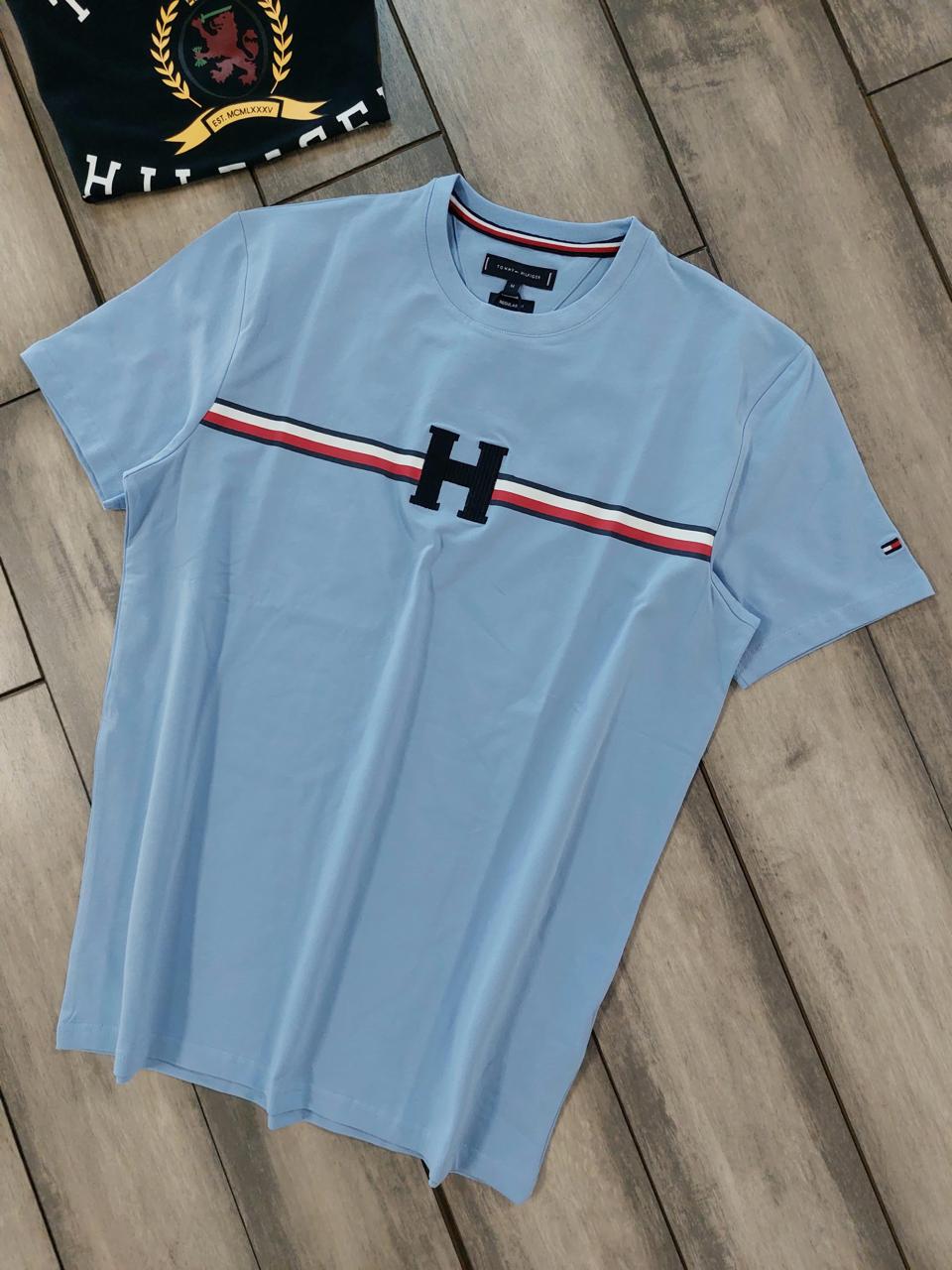TOMMY HIL REGULAR FIT T-SHIRT YU - SKY BULE